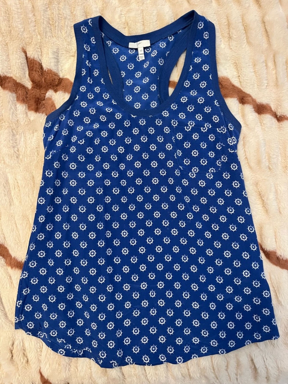 Joie Blue Silk Nautical Tank Top XS